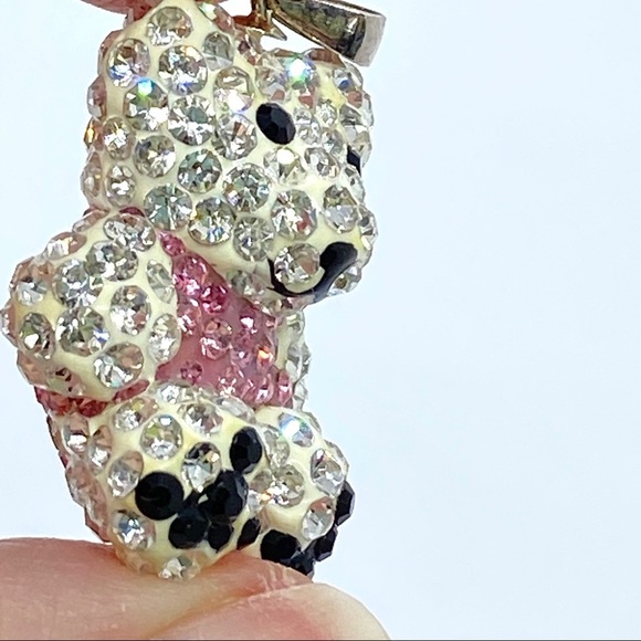 Rhinestone Bear .925 Pink & White Polar Bear Pendant - Picture 7 of 9